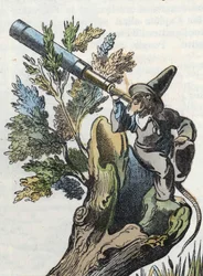 Illustrazione del racconto "Il terribile Raminagrobis e i topi". In "Racconti dalla casa per i piccoli". Incisione anonima del XIX secolo.