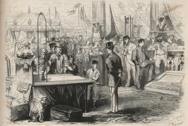 Principe imperiale Eugenio Luigi Giuseppe (1856-1879) alla festa di Fontainebleau. Cerca di decorare un burattino con l