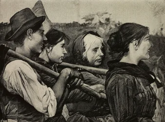 Nei campi, dipinto di Egisto Ferroni (1835-1912), incisione di F Cantagalli da una fotografia di G Brogi da L