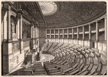 Veduta interna della Camera dei Deputati (Assemblea Nazionale), precedentemente chiamata Palais Bourbon, Parigi, Francia