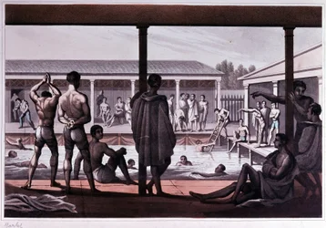 Interno di una scuola di nuoto, Londra, inizio XIX secolo