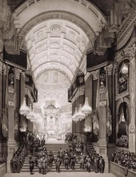Interno della Chiesa degli Invalidi durante la cerimonia religiosa del 15/12/1840. (Trasferimento delle ceneri di Napoleone I agli Invalides)