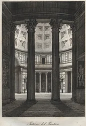 Interno del Pantheon, Roma - incisione da «Usi e Costumi di Tutti i Popoli dell