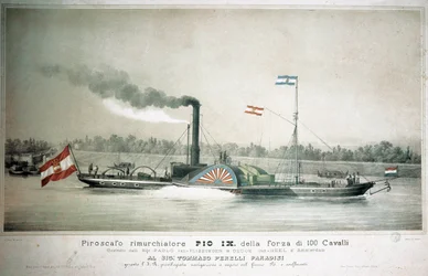 Rimorchiatore a vapore italiano Pio IX (stampa del XIX secolo)