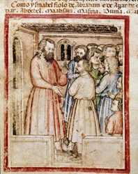 Giacobbe e i suoi dodici figli Miniatura dal codice 212 (o codice padovano o Bibbia di Padova) 1390-1400 Rovigo, Accademia dei Concordi