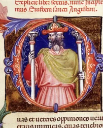 Giano, divinità romana, due volti opposti - da un manoscritto di 