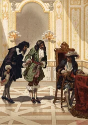 Jean-Baptiste Colbert (1619-1683) presenta Jean Dominique Cassini (1625-1712), astronomo francese. Da "La Ciencia y sus Hombres" di Louis Figuier. Barcellona 1881