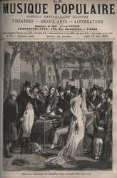 Jean Elleviou, cantante, comico e librettista francese (1769-1842) che canta a beneficio di un cieco nel 1801 agli Champs-Elysées - incisione in "La musica popolare" giornale settimanale illustrato - 1882