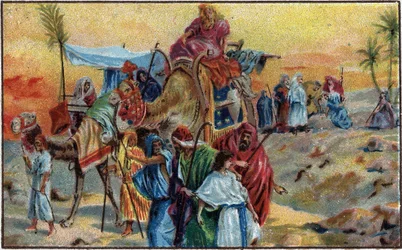 Giuseppe venduto dai suoi fratelli (Genesi 37.1-36) - Cromolitografia della fine del XIX secolo