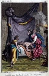 Judith taglia la testa di Holoferne.