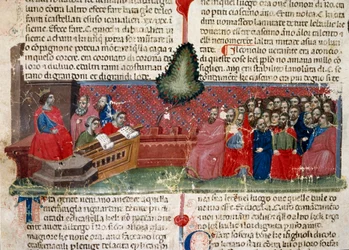 Giulio Cesare (101-44 a.C.) sul trono (dettaglio)