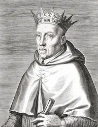 Re Enrico I del Portogallo e un cardinale. Henrique I. Ritratto.