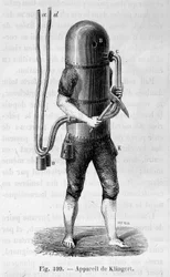 Apparecchio da immersione Klingert - in "Le meraviglie della scienza" di Louis Figuier