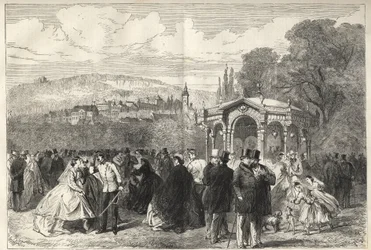 Konversationshaus - Baden Baden (Baden-Baden), Germania - La passeggiata davanti alla casa di conversazione - Vista generale di Baden-Baden dai giardini della Casa di Conversazione - 1867