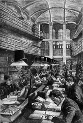 La biblioteca Cujas della Scuola di diritto di Parigi, Incisione nel giornale “La jeunesse”