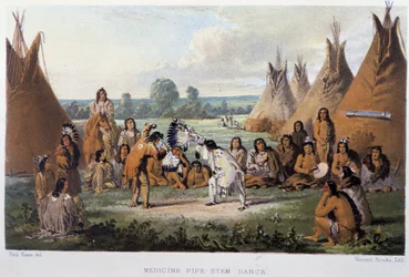 La danza del calumet contro le malattie tra gli indiani nordamericani - in "Wanderings of an artist among the indians of north America" di Paul Kane
