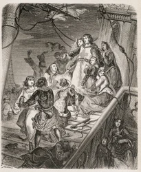 La galera di San Luigi - in "Storia di papi, re, regine, imperatori, attraverso i secoli" di Maurice Lachatre 1857