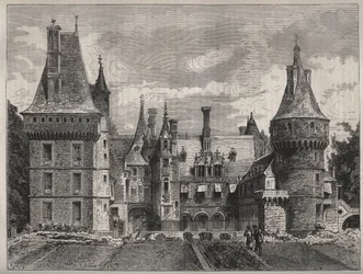 Il castello di Maintenon, Eure-et-Loir, Centro, Francia - incisione del XIX secolo