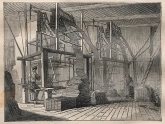 La tessitura della seta - Incisione in 