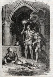 Leone libera Ruggiero - incisione del 1851 da 