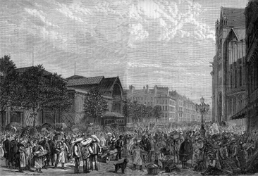 Les Halles centrali a Parigi nel 1878