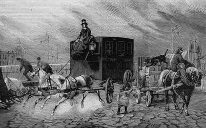 Gli Omnibus di Parigi nel XIX secolo: la Bearnaise - incisione del 1892