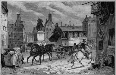 Gli Omnibus di Parigi nel XIX secolo: il triciclo - incisione del 1892