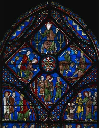 Vita di San Giacomo il Maggiore, parte superiore della vetrata, vetrata del XII secolo, Cattedrale di Chartres