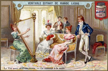 Vita sotto il Direttorio: romanzo nella moda. Chromo Liebig della fine del XIX secolo.