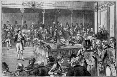 Lord John Russell (1792-1878) introduce il Reform Bill (Reform Act) nella Camera dei Lord nel 1832 - incisione