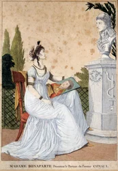 Madame Bonaparte disegna il ritratto del Primo Console Josephine de Beauharnais davanti al busto del marito Napoleone Bonaparte