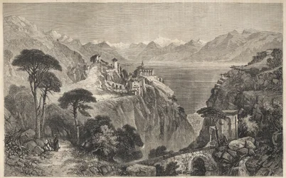 Madonna del Sasso, Svizzera - Il Convento della Madonna del Sasso - vicino a Locarno sul Lago Maggiore - Canton Ticino in Svizzera - 1861