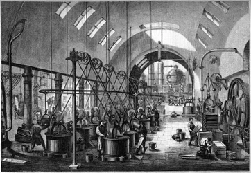 Principali officine della grande raffineria di zucchero di Launay, di proprietà del signor Cedard a Nantes nel 1864