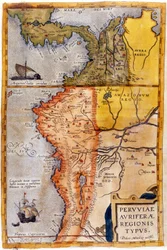 Mappa della Colombia e del Perù. 1590.
