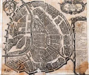 Mappa della città di Mosca in Russia nel XVII secolo