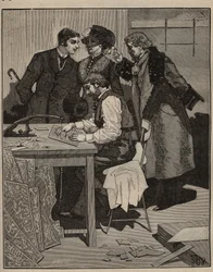 Intarsio: intarsio al lavoro. Incisione del 1885 in "Les arts et metiers illustres" di Adolphe Bitard