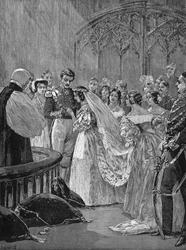 Matrimonio della Regina Vittoria I (1819-1901) e del Principe Alberto (1819-1861), nella Cappella Reale del Castello di Saint James, 10 febbraio