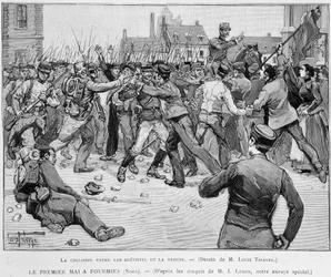1° maggio (1891) a Fourmies - Collisione tra scioperanti e truppe - in "Le Monde Illustré"