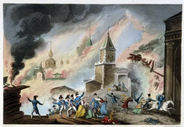 Incendio di Mosca, settembre 1812 - in "Guerre napoleoniche" di Sutherland, Duburg, Londra