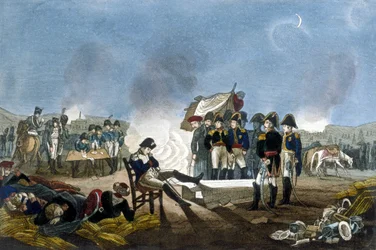 Napoleone I Bonaparte che dorme nel bivacco alla vigilia della Battaglia di Austerlitz il 1 dicembre 1805