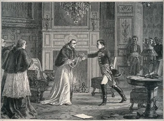 Napoleone in visita a Papa Pio VII a Fontainebleau 1804