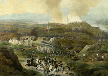 Campagna napoleonica del 1793: ripresa del Campo di Peyrestortes, Armata dei Pirenei Orientali il 18 settembre 1793. Incisione 1868