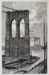 New York: pilastri del Ponte di Brooklyn in costruzione - in "Il Giro del Mondo", 2° semestre 1881