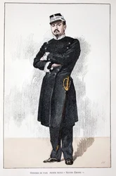 Ufficiale di pace, piccolo abito del Secondo Impero (1852-1870) (acquaforte a colori)