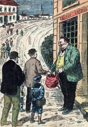Opposizione tra scuola laica e scuola privata in Francia Caricatura da "Le pelerin" 24/03/1912 Collection privee