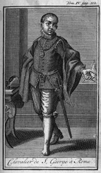 Ordini di Cavalleria. Cavaliere di San Giorgio a Roma in Italia nel XV secolo. In "Storia degli ordini militari o cavalieri, delle milizie secolari e regolari di entrambi i sessi, che sono stati istituiti fino ad ora. Edizione tratta da Abate Giustiniani
