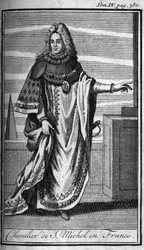 Ordini di cavalleria. Cavaliere di San Michele in Francia nel XV secolo. In "Storia degli ordini militari o cavalieri, delle milizie sicure e di routine di entrambi i sessi, che sono stati stabiliti finora. Edizione tratta da Abate Giustiniani, R.P.Bonani,
