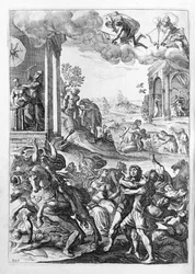 Ovidio - illustrazione per il libro 15 - (P. Ovidii Nasonis Metamorphose libri XV con note di TH. Farnabii.) note di Thomas Farnaby (Farnabia) (1575-1647)