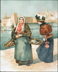Mercante di ostriche - disegno di Dellepienne