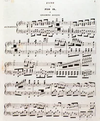 Pagina della partitura musicale Inno popolare per Pio IX di Gioacchino Rossini